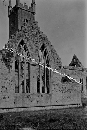 ABBEY  SOUTH WALL OF CHANCEL SHOWING WINDOW BLOCKED BY BUILDING OF TOWER